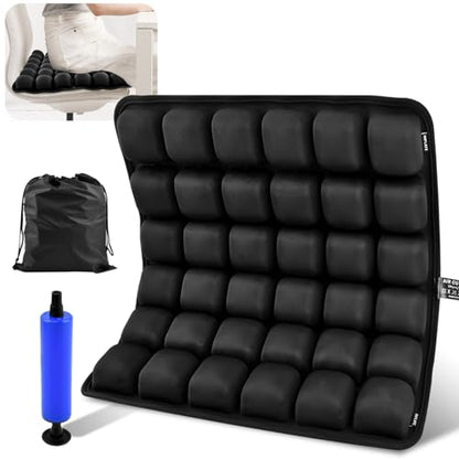 3D Air Cell Inflatable Seat Cushion, 36 Airbags Airplane Seat Cushion for Long Flights, Pressure Relief for Tailbone & Hip Pain, Wheelchair Cushions with Air Pump