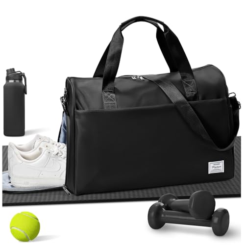 Travel Duffel Bags for Women & Men - Weekender with Shoe & Laptop Compartments - Carry On, Overnight, Gym & Hospital Bag - Black - color: K1-Black