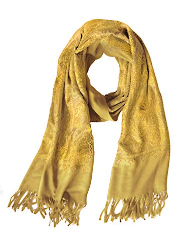 Urban CoCo Women's Embroidered Oversize Tassel Shawl Scarf Wraps for Women - color: #3-yellow