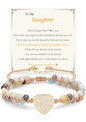 Gifts for Daughter Granddaughter, To My Mom Grandma Wife Girlfriend Sister Jasper Heart Bracelets Birthday Graduation Anniversary Christmas Stocking Stuffers Valentines Mothers Day Jewelry - style: 7.Gift To My Daughter: Amazonite Beads