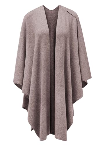PULI Womens Large Cross Front Poncho Sweater Wrap Topper Knitted Elegant Shawls Cape for Fall Winter - color: 1-oatmeal