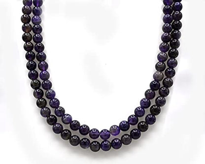 Amazing Gemstone Amethyst Mala - Without Knotted - color: Amethyst, style: Plain
