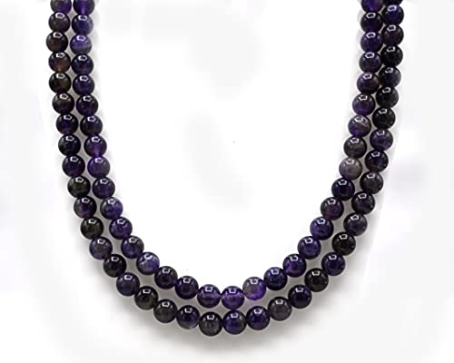 Amazing Gemstone Japa Mala 108 Prayer Beads Necklace and Wrist Mala Bracelet for Meditation - color: Amethyst, size: Without Knots