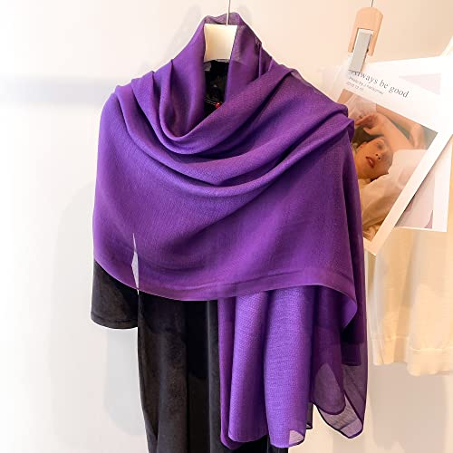 WINCESS.YU Women Gradient Scarf Long Shawls and Wraps Fashion Plain Pashmina Formal Scarf - color: Purple Gradient