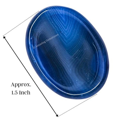 Amazing Gemstone Alma Blue Agate Worry Stone, Healing Crystals - Piedra Crystal Fidget for Gift, Meditation, Calming, Relaxation, Stress Relief - color: Blue Agate