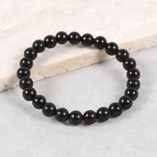 Justinstones Gem Semi Precious Gemstone 8mm Round Beads Stretch Bracelet 7 Inch Unisex - color: Ebony Wood