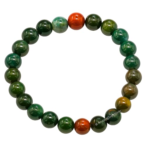 Amazing Gemstone Crystal Bracelet for Women Men's Gifts - Protection Healing Crystal Bracelet - 8mm Gemstone Beaded Stretchable Bracelet Pulseras Para Hombres Mujer Stocking Stuffers Mothers Day Gift (Bloodstone) - color: Bloodstone