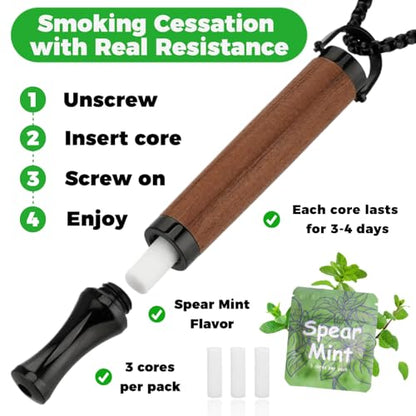 LAMKHOO Breathing Necklace to Quit Smoking and Vaping with Refillable Mint Pods Stop Smoking Aids Fidget Necklace for Anxiety Relief Smokeless Inhaler for Adults (Rosewood) - color: Rosewood