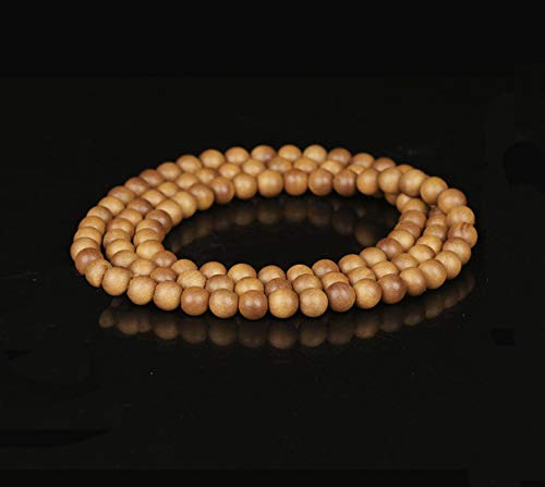 Sandalwood Bracelet for Women Men Buddhist Prayer Strand Chandan Bracelet Handmade Stretchable Elastic Sandalwood Beaded Wristbands for Yoga Meditation - style: 108 Beads 6mm Bracelet