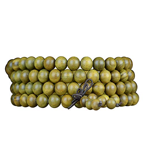 JAJAFOOK Mala Beads Bracelet 108 6/8/10/12mm Prayer Beads Tibetan Mala Bracelet Necklace Meditation Green Sandalwood Elastic - style: 12mm*108beads