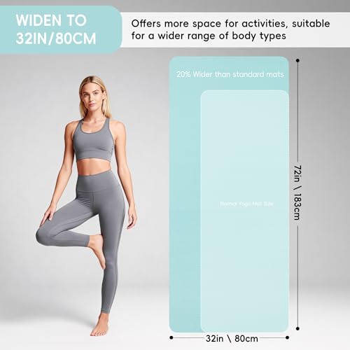 Extra Wide Yoga Mat 72" x 32", 6mm Non Slip TPE Exercise Mat with Carrying Strap, Large Workout Mat for Yoga, Pilates, Stretching, HIIT & Home Gym - color: Mint Green