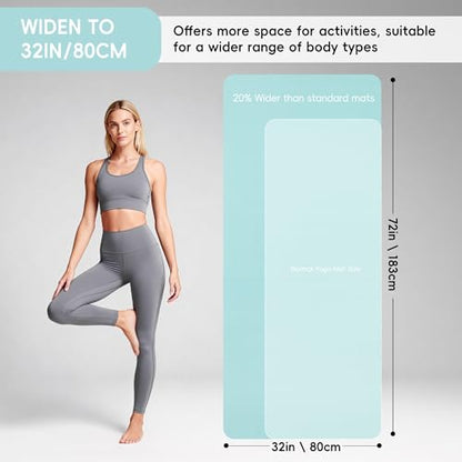 Extra Wide Yoga Mat 72" x 32", 6mm Non Slip TPE Exercise Mat with Carrying Strap, Large Workout Mat for Yoga, Pilates, Stretching, HIIT & Home Gym - color: Mint Green