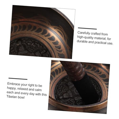 Decorative Tibetan Meditation Bowl with Wooden Stick Yoga Singing Bowl for Stress Relief Deep Relaxation and Mindful Meditation Sessions