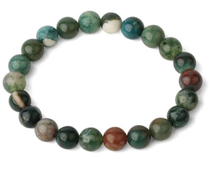 8mm Natural Stones Strand Bracelets Single Color Round Beaded Elastic Bracelet for Women Jewelry - color: Black Picasso Jasper