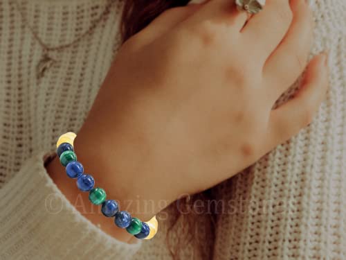 Amazing Gemstone Diabetic Support Bracelet - Yellow Calcite Sodalite Malachite Bracelet Set for Men Women Healing Calming Anxiety Stress Relief Gifts Pulseras Para Hombres Mujer Stocking Stuffers - color: Diabetic Support