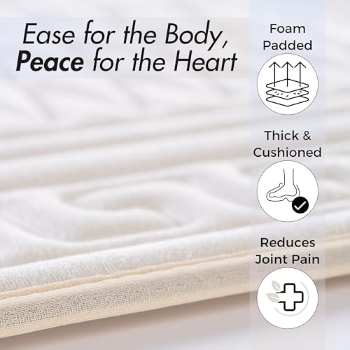 Sacred Artisans Padded Prayer Mat Thick with Soft Velvet Foam | Prayer Rug and Meditation Mat for Men Women Home Travel & Gift (Silk Cream) - color: Cream