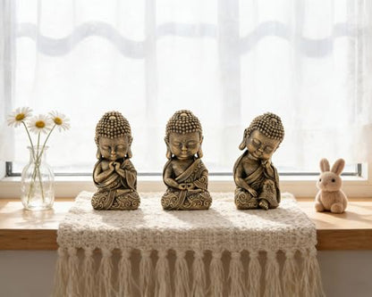 Baby Buddha Statue Indoor Decor, 8 inch Resin Meditation Buddha Statue Spiritual Room Decor Zen Gifts
