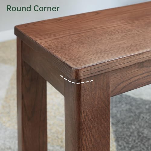 100% Solid Oak Wood Dining Bench, 39.6'' Entryway Bench Extra Chair Seat Long Ottoman with Squre End & Round Corner for Kitchen Living Room Bedroom, Walnut - size: 39.6inch-Walnut-Square End & Round Corner
