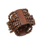 COLORFUL BLING Handmade Natural Wooden Beads Cuff Bracelet Woven Chunky Geometric Bangle for Women Summer Beach Boho Jewelry - color: intersect beads