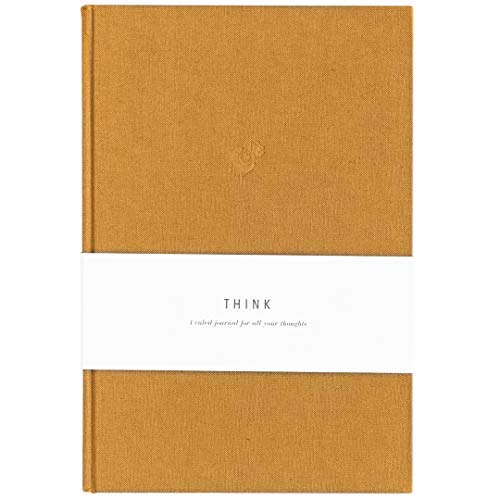 Blank Journal: THINK/BELIEVE/FEEL (Amber Orange, Linen) | Layflat Notebook | Ruled Journal | Journal Notebook | Gifts for Women and Men
