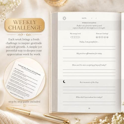 Gratitude Journal 2026, Undated Daily Gratitude Journal with Gift Box, 2 Fresh Prompts Every Day, 5-Minute Reflection & Mindfulness Journals for Women and Men