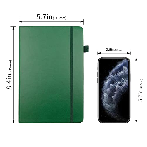 Lined Journal Notebooks with Pen Loop, Hardcover Notebook Journal for Work, 100Gsm Premium Thick Paper with Inner Pocket, Medium 5.7"x8.4", （Dark-Green, Ruled） - color: Dark-green