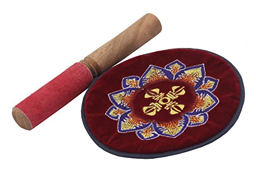 DharmaObjects Yoga Meditation 6 Inches 8 Lucky Symbols Singing Bowl/Cushion/Leather Mallet Gift Set (Green) - color: Green, size: 8 Lucky Symbol