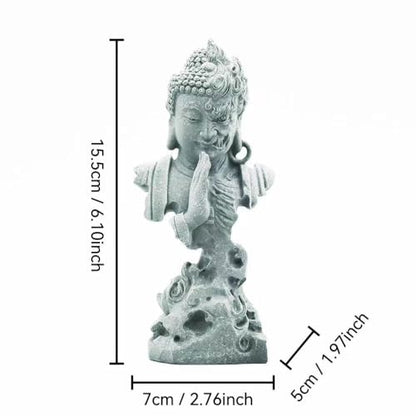 livelyfish Meditating Buddha Statue Zen Garden Statues Sandstone Thinker Buddha Sculpture Figurine for Fish Tank Aquarium Home Decorations, Gift (CS) - size: CS