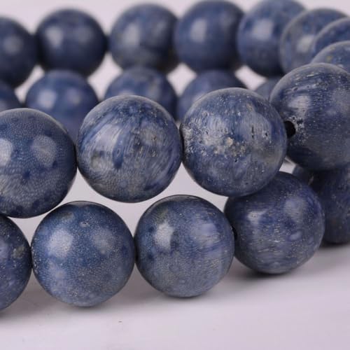 Justinstones Gem Semi Precious Gemstone 10mm Round Beads Stretch Bracelet 7 Inch Unisex - color: Blue Sponge Coral