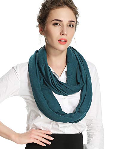 corciova Black Soft Girl Women Infinity Wrap Scarf Stretchy Jersey Knit Sleep Head Circle Scarf Continuous Loop Light Weight - color: 106 Midnight Green