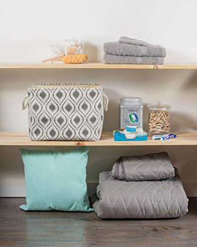DII Polyester Container with Handles, Ikat Storage Bin, Medium, Mineral Gray - color: Mineral Gray, size: Medium