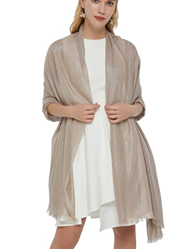 PANTONIGHT Women's Sparkling Metallic Evening Shawl Lightweight Wedding Shawl Extra Large Dressy Shawls and Wraps for Party
