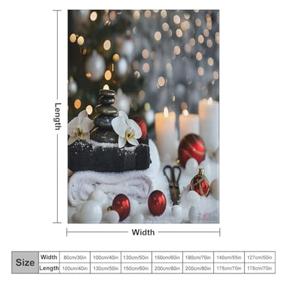 Zens Stones Snowflakes Throw Blanket, Soft Lightweight Cozy Warm Relaxing Spiritual Candle Flannel Blankets for Couch Bed Travel, 30"x40" - color: Zens Stones Snowflakes, size: 30"x40"