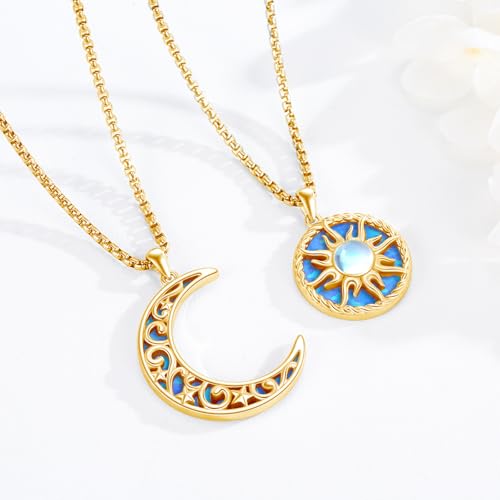 Yin Yang Necklaces for Women Men 925 Sterling Silver Pendant Necklace Yin Yang Jewelry for Women Men Couples - style: Sun Moon #10