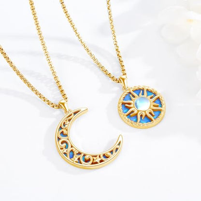 Yin Yang Necklaces for Women Men 925 Sterling Silver Pendant Necklace Yin Yang Jewelry for Women Men Couples - style: Sun Moon #10