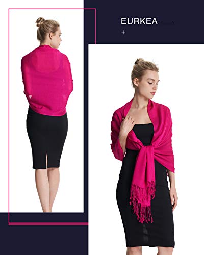 EURKEA Women's Scarf Pashmina Silky Soft Shawls Wraps Stole for Evening, Wedding and Gift - color: Fuchsia