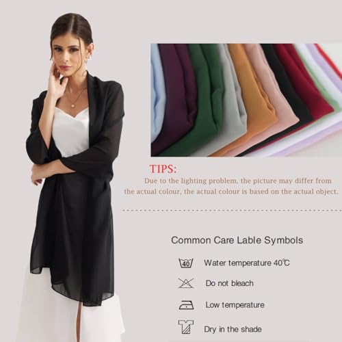 Shawls and Wraps for Evening Dresses Sheer Chiffon Women Elegant Soft Silky Wraps Wedding Bridal Scarf - color: Champagne（beige）, size: 79*18‘’