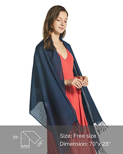 EURKEA Women's Scarf Pashmina Silky Soft Shawls Wraps Stole for Evening, Wedding and Gift - color: Medium Indigo