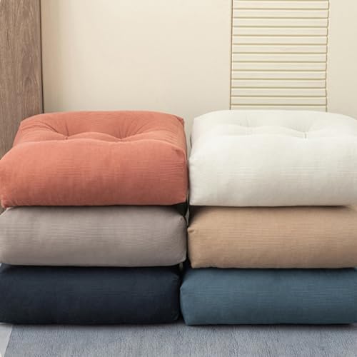Meditation Floor Pillow, Large Square Large Pillows Seating for Adults, Tufted Corduroy Waterproof Seat Cushions for Outdoor Yoga Tatami Bedroom Living Room (Off-White, 18x18x5 in)
