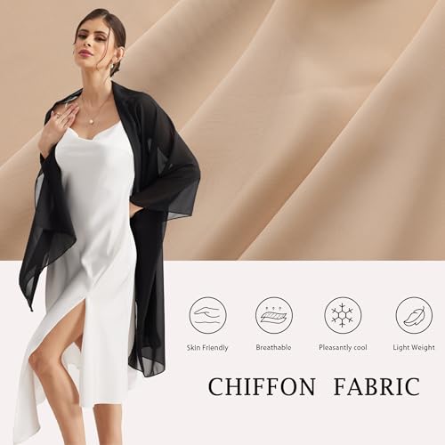 Shawls and Wraps for Evening Dresses Sheer Chiffon Women Elegant Soft Silky Wraps Wedding Bridal Scarf - color: Black, size: 79*26‘’