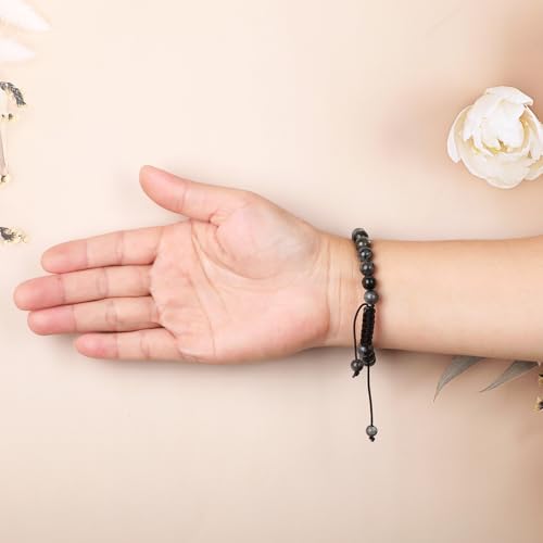 AD Beads Unisex 8mm Gemstone Bracelets Healing Macrame Adjustable 7-9 Inches || wear this healing natural gemstone bracelet help to erase your pain and fear || recover your energy||| - color: Larvikite