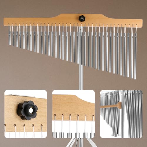 EASTROCK 36 Note Chimes Musical Instruments Percussion Instrument Single-row Chime Bar Chimes Percussion Height-Adjustable Stand Silver - color: 36note Silver