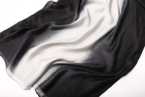 WINCESS.YU Women Gradient Scarf Long Shawls and Wraps Fashion Plain Pashmina Formal Scarf - color: Black and White
