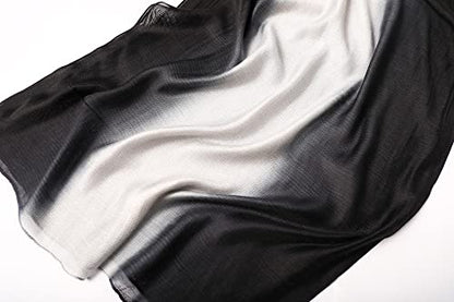WINCESS.YU Women Gradient Scarf Long Shawls and Wraps Fashion Plain Pashmina Formal Scarf - color: Black and White