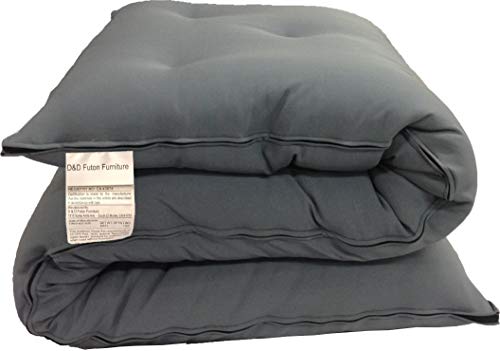 D&D Futon Furniture Traditional Japanese Floor Futon Mattresses, Foldable Cushion Mats, Yoga, Meditaion Single Size 3" Thick X 27" Wide X 80" Long (Gray) - color: Grey