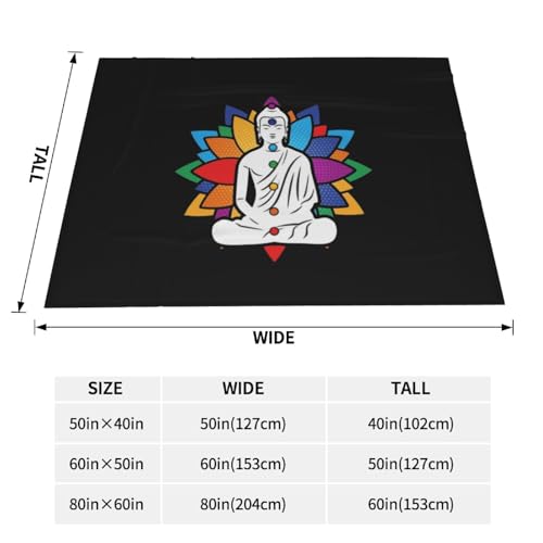 Buddha Chakra Meditation Super Soft Ultra-Fine Wool Blanket Sofa Living Room Linen Blanket Bedding Sofa Cover Blanket Soft Bed Blanket for Sofas and Beds - size: 50"x40"