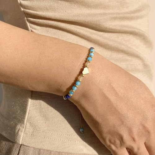 yupoxiu Inspirational Gifts for Women Birthday - Healing Natural Stone Bracelets, Thinking of You Get Well Soon Gifts for Women Friend Sister - style: I-Blue Aventurine & you're