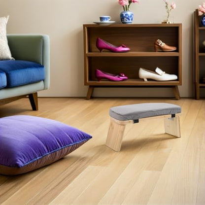 CHILDWEET Wood Folding Bench Stool with Cushion Ergonomic Prayer Chair and Zen Sitting at Home Or Studio