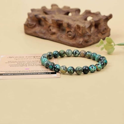 AD Beads Handmade Gemstone Stretch Elastic Bracelet Crystal Healing Reiki Nature's Beauty and Spiritual Essence Unisex - color: African Turquoise (Spiritual Growth), size: 6mm