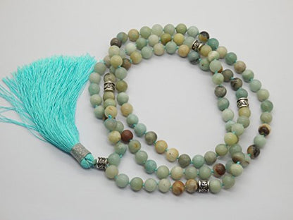 mala Beads Necklace for Women Man, mala Bracelet, Prayer Beads Necklace - color: mix-color amazonite
